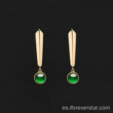 Pendientes de jadeita de oro imperial verde de oro real de 18k